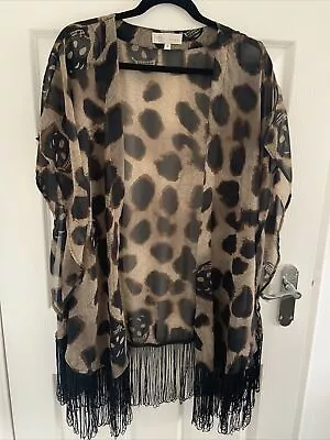 £14.99 • Buy Animal Print Kimono Kaftan Skull Sheer Duster Wrap Fringe Tassels Beach Boho