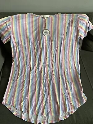 Womens Apricot Rainbow Stripe Tee Night Dress • £6