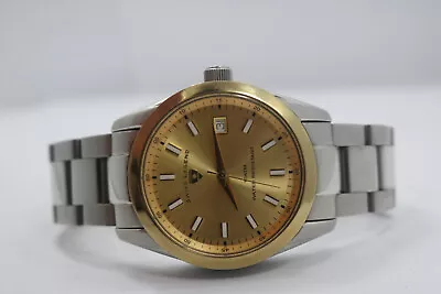 Mens Swiss Legend Classic Gold Dial Calendar Steel Mens Watch 38mm New Bat • $55