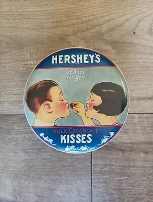 Vintage 1982 HERSHEY'S Kisses Tin 5.5” Hershey Food Corp. Some Writing Inside  • $6.99
