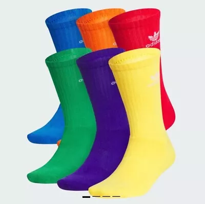 New Adidas Originals  Trefoil Crew Socks Unisex Size Large (6 Pairs Per Pack) • $22