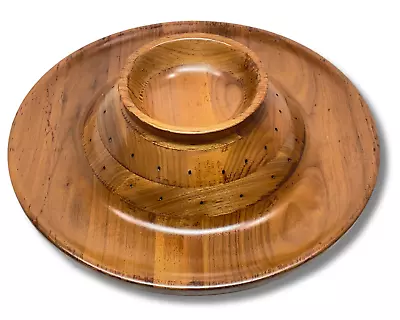 MCM Atomic Design Round Wood Appetizer Dish Toothpick Holders Chip Dip 14 Dia  • $45