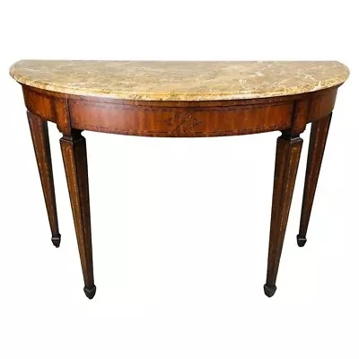 Maitland Smith Adam Style Inlaid Demi-lune Console Table • $1450