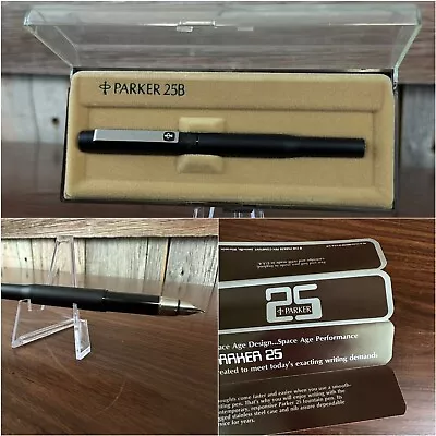 Parker 25 Space Age Matte Black Fountain Pen With Original Case • $161.27