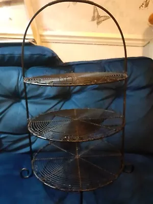 3 Tier Metal Wire Black Cake Cupcake Stand Afternoon Tea • £20