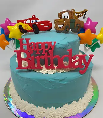 Cars Birthday Cake Topper Set ~ BRAND NEW ~ Featuring Lightning Mcqueen • £12.53
