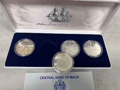 1984 Malta Maritime Silver Coin Set Of 4 Mairitme Ships  Uncirculated Mint Rare • $120