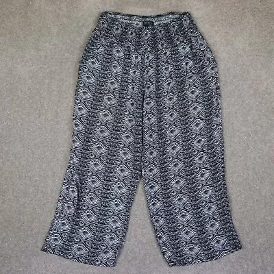 Caroline Morgan Pants Women 14 Black White Harem Hippie Boho Comfy Baggy Casual • $19.97