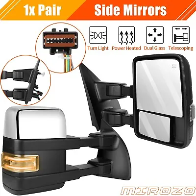 Power Heated Auxiliary Signal Puddle Tow Mirrors For 2004-2014 Ford F150 Chrome • $146.98