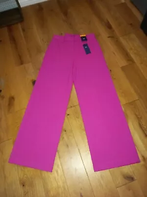 Ladies Marks & Spencer M&s Bright Pink Wide Leg High Rise Trousers Size 10 Bnwt • £20.51