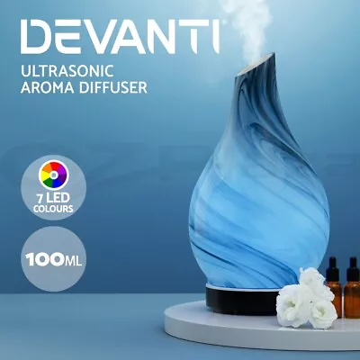 Devanti Aromatherapy Aroma Diffuser Essential Oil Humidifier LED Glass Marble • $39.95