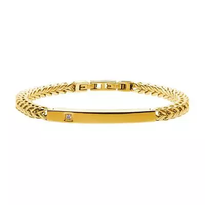 18K Gold Plated With Diamond Franco Chain Miami Cuban ID Bracelet | INOX • $150