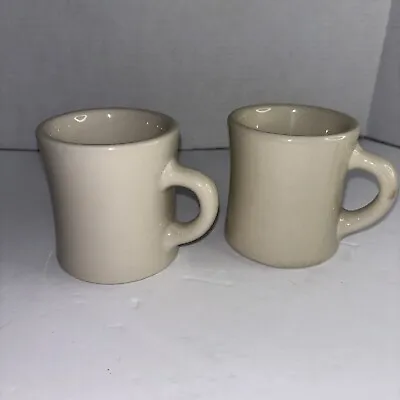 2 Victor Beige Mugs Vintage Heavy Diner  Ware Drinking Coffee RestaurantCups USA • $22.46