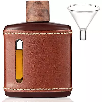 Handmade Genuine Leather Hip Flasks For Liquor For Men Glass Whiskey Flask W... • $58.95