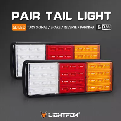 Lightfox Pair LED Tail Lights Stop Indicator Reverse Lamp 12V Trailer Truck Ute • $29.95