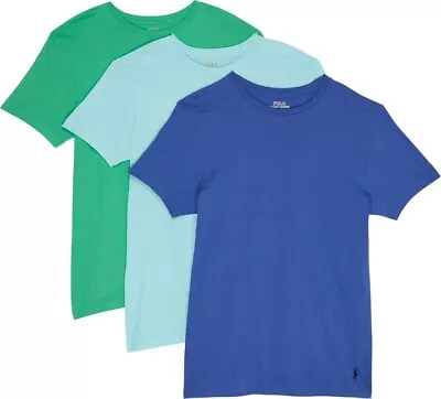 Polo Ralph Lauren Classic Fit Crew T Shirt 3 Pack Neck Men's Blue Green Medium • $37.97