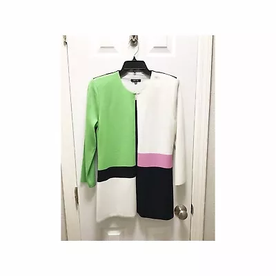 MISOOK Color Block Knit Cardigan Size XS Green Pink Black White • $29.21