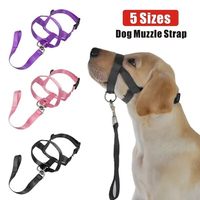 £4.99 • Buy Puppy Pet Dog Muzzle Head Mouth/Nose Stop Pulling Strap Training Lead Leash