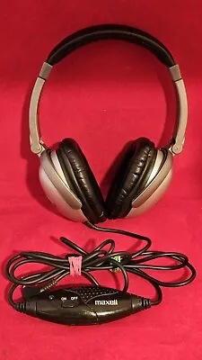 Maxell NC-II Headband Headphones - Silver/Black Storage/Carrying Bag • $10