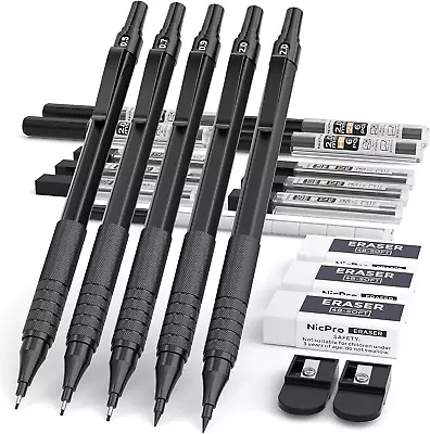 22PCS Art Mechanical Pencils Set Black Artist Metal Drafting Pencil 0.5 & 0.7 & • $29.99