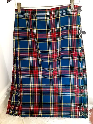 Vtg. Lochcarron Scotland Tartan Long Skirt Kilt Red/Blue/Yellow Wool Womens 18 • $39.97