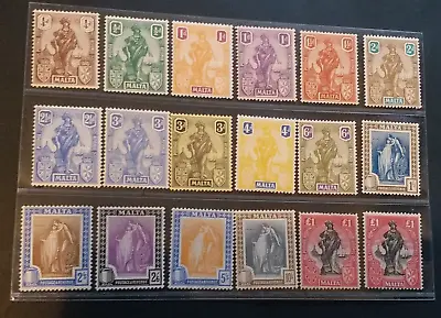 MALTA 1922 1/4d To £1 X 2  SG 123 - 139 140 Sc 98 - 114 114a Set 17 + 1 MLH • $218