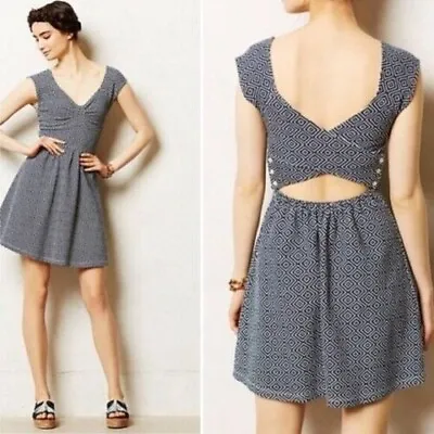 Anthropologie Postmark Rolo Cross-Back Dress Navy Size 2 • $23