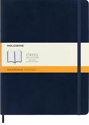 Moleskine Soft Cover Classic Ruled Notebook 7.5 X10  Extra Large Sapphire Blue • $16