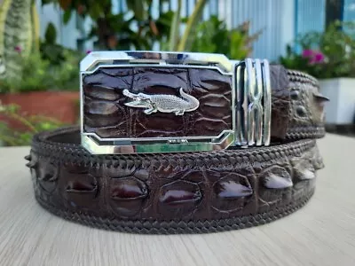 Genuine Alligator Skin Brown Belt Buckle For Men Crocodile Leather Men's Belt • $104