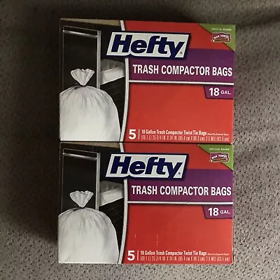 (2) Hefty Trash Compactor Twist Tie Bags 18 Gallon - 5 Bags Each Discontinued • £28.95