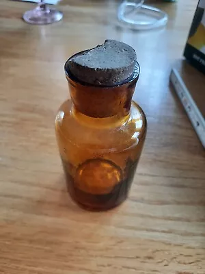 Antique Brown Glass Medicine Bottle With Cork. 4.5 Inches Tall • $4.89