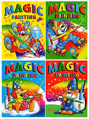 4 X A4 MAGIC PAINTING COLOURING ART BOOKS FOR CHILDREN NO MESS JUST USE WATER • £4.49