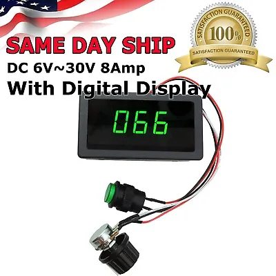 DC 6-30V Motor Speed Controller With 12V 24V 8A PWM Digital Display & Switch • $6.49