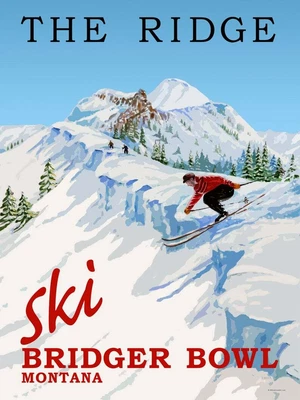 $9.99 • Buy 1950s  The Ridge  Ski Bridger Bowl Montana Travel Ad Art Print Poster. Skiing