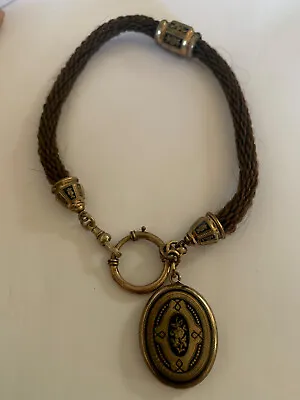 Antique Victorian Hair Mourning Jewelry Bracelet/Necklace/Fob   Engraved Locket • $275