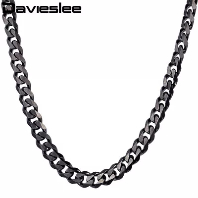 11mm 24inch Mens Black Curb Cuban Link Chain Fashion Jewelry Stainless Steel • $11.99