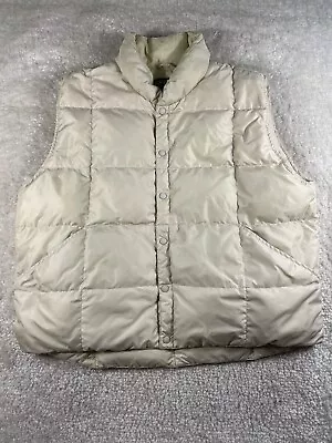 Lands End Men's XL 46-48 Nylon Goosedown Puffer Vest Cream Colored STAIN • $19.95