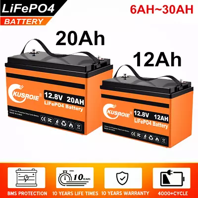 LiFePO4 Deep Cycle Lithium Battery For Marine Off-Grid Solar 12AH 20AH 30AH LOT • $22.98