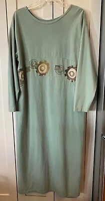 Pale Green Hand Painted Long Dress - Vintage -Original Blue Fish Clothing Sz 1 • $99