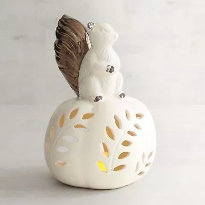 NWT PIER 1  IVORY/ White CERAMIC SQUIRREL TEA LIGHT CANDLE HOLDER • £16.98