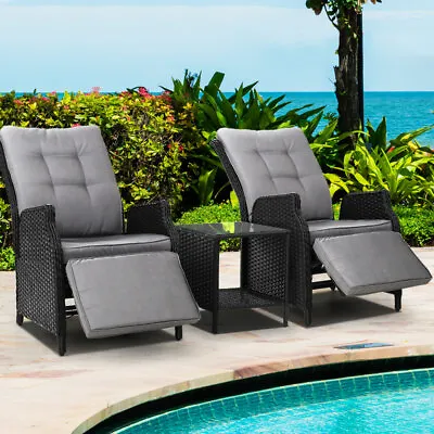 $528.28 • Buy Gardeon Recliner Chairs Sun Lounge Setting Outdoor Furniture Patio Wicker Sofa