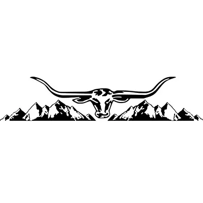 Antlers Bull Skull Cow Cattle Mountain Range Decal Sticker Car Window Graphic • $18.80