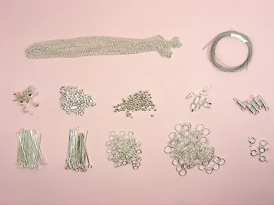 Jewellery Making FINDINGS KIT B Pins/ CLASPS/ Jump Rings/ CHAINS/ Crimp Spacers • $9.95