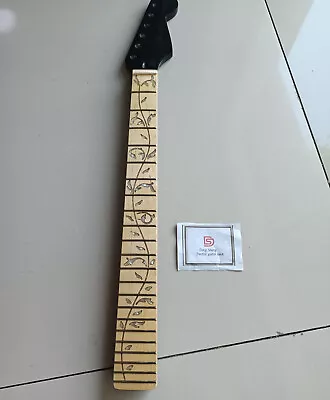 Black Gloss Electric Guitar Neck 22 Frets Maple Fingerboard Vine Inlay25.5 • $65