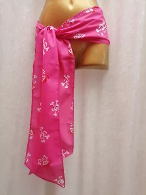 £4.99 • Buy 2M Pink & White Skull & Crossbone Pirate Waist Sash Fancy Dress Book Day