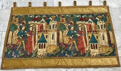 Vintage French Tapestry Goblins Hunting Pictorial Medieval Wall Hanging 122x74cm • $180