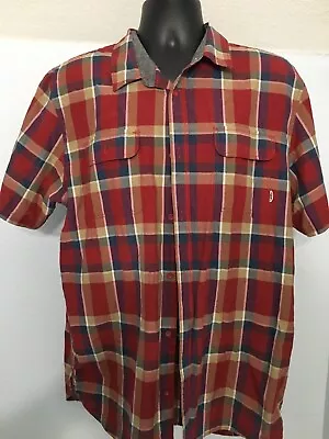 Vans OTW Mens SS Button Up W/pocket Plaid DISPLAY Shirt XL Red And Blue • $16.15