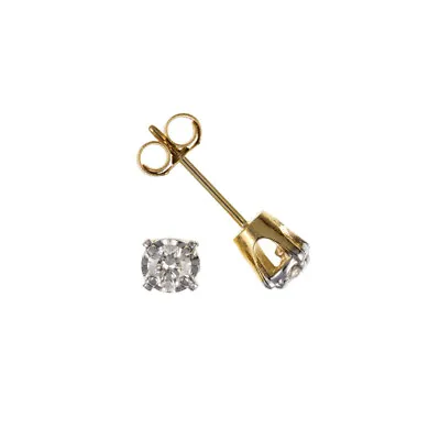 NEW Men's 9ct Yellow Gold Real Diamond Single Stud Earring With Claw Set UK • £84.65