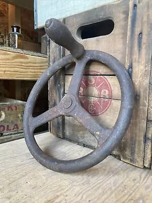 Antique Vintage 9 3/4” 3 Spoke Hand Crank Wheel Cast Iron Industrial Steampunk • $49.99