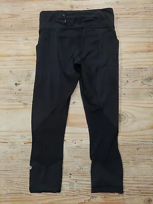 Lululemon Black Crop Leggings Side Mesh Women Size 4 Gym Yoga Pants Pockets  • $31.99